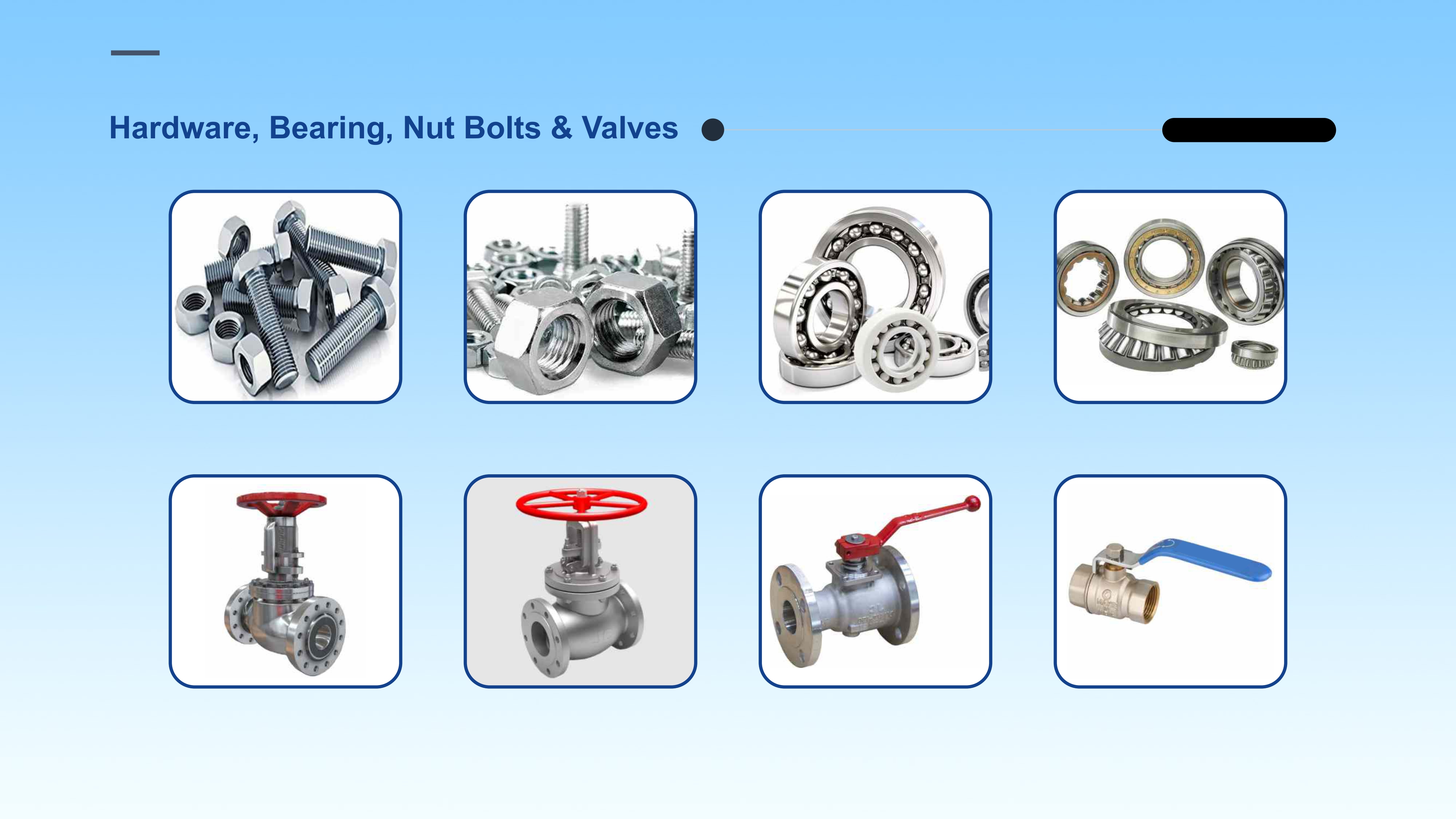 Hardware Bearings Nut Bolts Valves